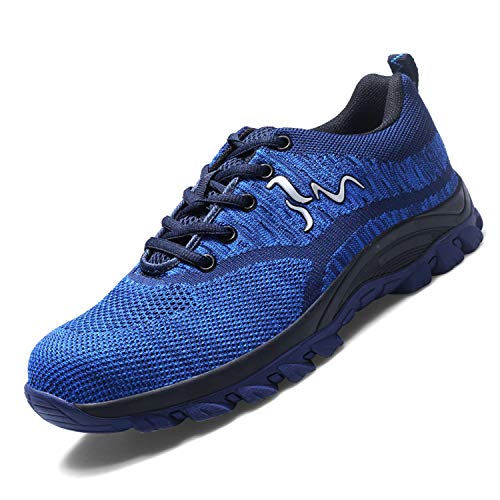 Wasnton Mujer Hombre Zapatillas de Seguridad Deportivos con Puntera de Acero S3 Zapatos de Trabajo Entrenador Unisex Zapatillas de Senderismo ranspirables Antideslizante Ligeras Comodas Unisex