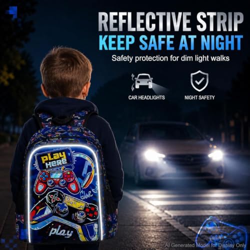 Image of CCJPX 3PCS Gamer Backpack for Boys, 16 Inch Kids Water Resistant Preschool Bookbags, Cool Kindergarten School Backpacks and Lunch Box