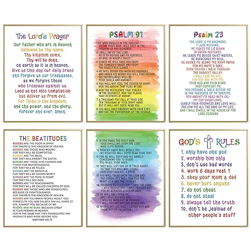 Image of Lords Prayer Wall Art Posters, Religious Bible Study Scripture Decor for Church, Sunday School Classroom Baby Girls Room, Toddler Boys Bedroom Nursery Blessed Christian Gift for Daughter, Son, Kids