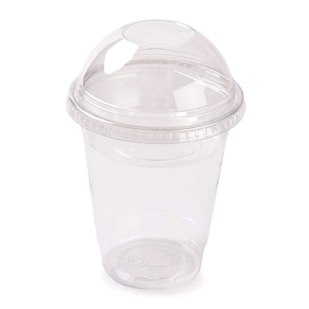Jenpak 1000 X Plastic Milkshake Smoothie Cups + 1000 Dome Lids - 12Oz. 12Oz