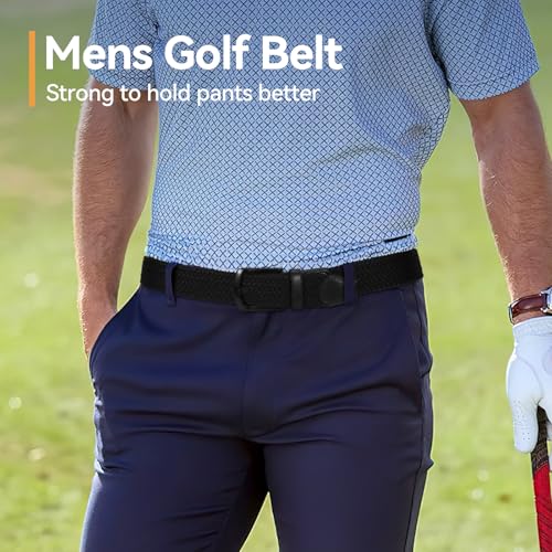 Image of SUOSDEY Men Stretch Braided Belt, Elastic Belt for Jeans Pants Casual Golf Belt 1 3 /8 inch