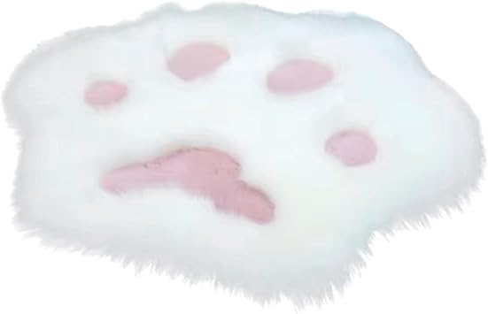 Cat Paw Rug White 24x24 Inch Shaggy Cute Rug Non-Slip Skin-Friendly Breathable Polyester Cat Room Decor for Living Room, Bedroom