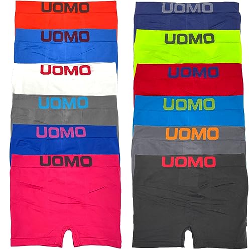 LisaModa Set di 12 pantaloncini da uomo retrò, senza cuciture, di alta qualità, Set di colori colorati, XL/XXL LisaModa Set di 12 pantaloncini da uomo retrò, senza cuciture, di alta qualità, Set di colori colorati, XL/XXL
