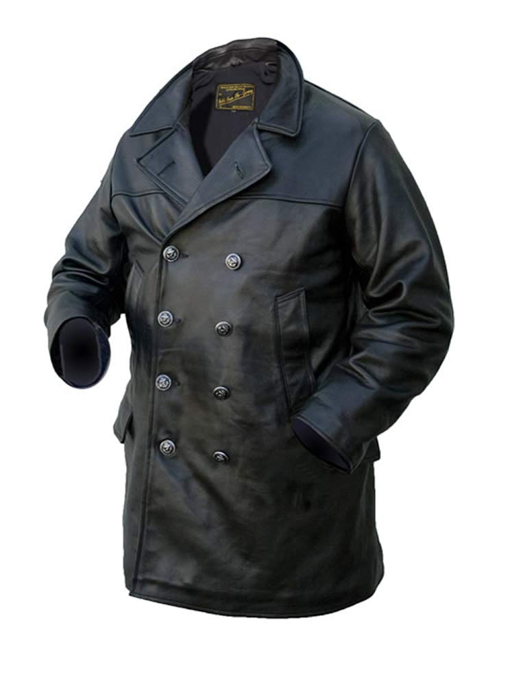 Noble House Herren U-Boot Marine Lederjacke Mantel