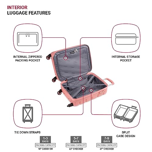 SwissGear 7366 Hardside Expandable Luggage with Spinner Wheels, Coral Almond, 3-Piece Set (19/23/27) - Image 5