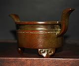 Chinese antique old incense burner censer pure purple bronze copper qing dynasty yongzheng period ho