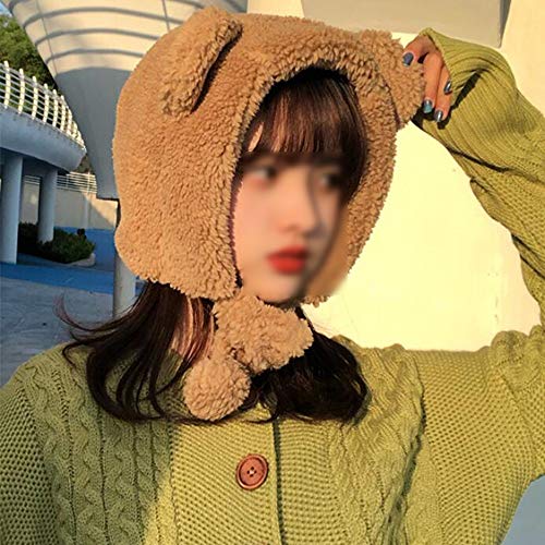 Bonnet ours mignon cache-oreilles chapeau baotou femme hiver chaud