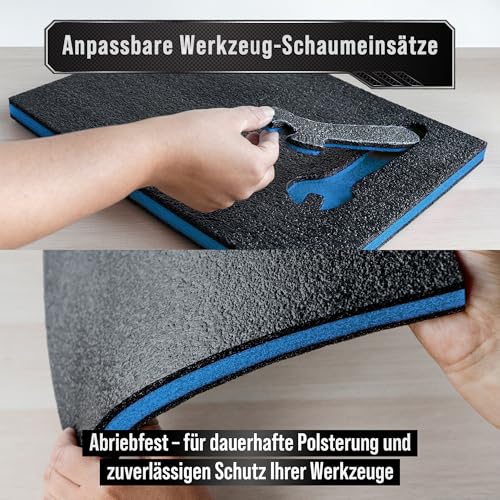 Precision Defined Werkzeugkisten-Schaumstoff - Einsätze für Koffer, Werkzeug-Schaumstoff, Polyethylenschaumstoff - Schwarz/Blau (40,6 x 30,4 x 2,54 cm, 4er-Pack)