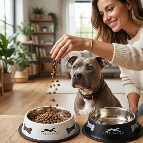 Image of Pets Empire Premium Stainless Steel Dog Bowl for Food & Water, 700ml Pet Bowl with Anti-Skid Rubber Ring, Durable Rustproof Feeding Dish for Dogs,Cats and Puppies