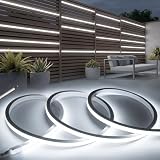 KSIBNW Striscia LED 2 Metri, 12V Silicone Strisce LED Neon Esterno Impermeabile IP65 Flessibile Barra Led Bianco Freddo 6000K Nastri 120LED/M Luci da Camera Cucina Sottopensile, Senza Alimentatore