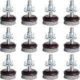 Anwenk Furniture Levelers Adjustable Furniture Feet Leveling Table Chair Levelers T-Nut Leg Levelers with High-Density Felt, 1/4-20x1' Threaded Shank T-Nuts,12 Pack