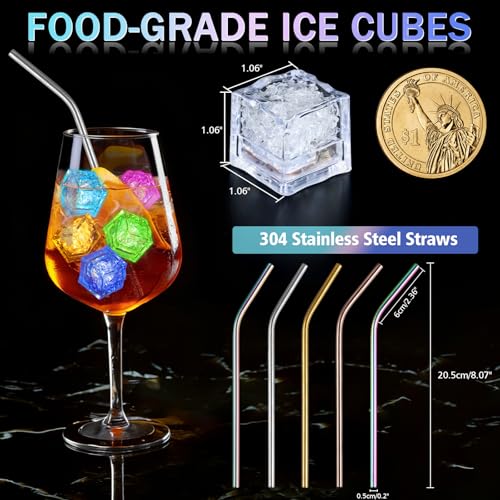 Pack de 40 cubos LED multicolor con 5 popotes reutilizables miniatura 2