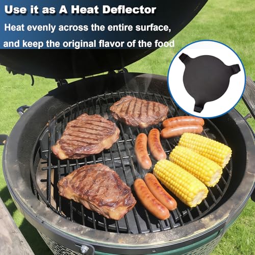 18 Inches Cast Iron Plate Setter for Large Big Green Egg Accessories Smoking Baking Pizza Stone Heat Deflector Conveggtor for Char-Griller AKORN Kamado & Other 18" Dia Kamado Grill Plate by Yuflame - Image 6