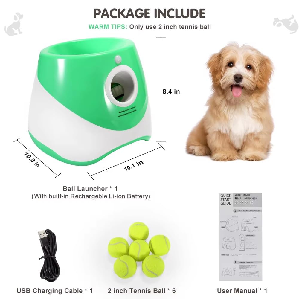 SKYMART - Automatic Dog Ball Thrower – Interactive Ball Launcher Toy with 6 Soft Balls | USB Rechargeable Pet Fetch Machine | Indoor & Outdoor Dog Toy | Durable ABS Build | Compact Design in Green - image 7