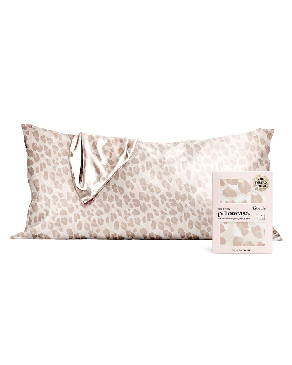 Kitsch, Federa in raso rinfrescante, con cerniera, per guanciali king size (leopardata, 1 pezzo)