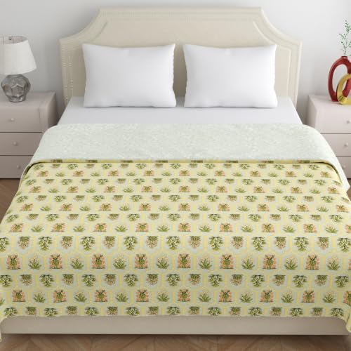 Image of Home Ecstasy 100% Cotton Mulmul Reversible Dohar for Double Bed 210 GSM (86 x 88 inches), Olive