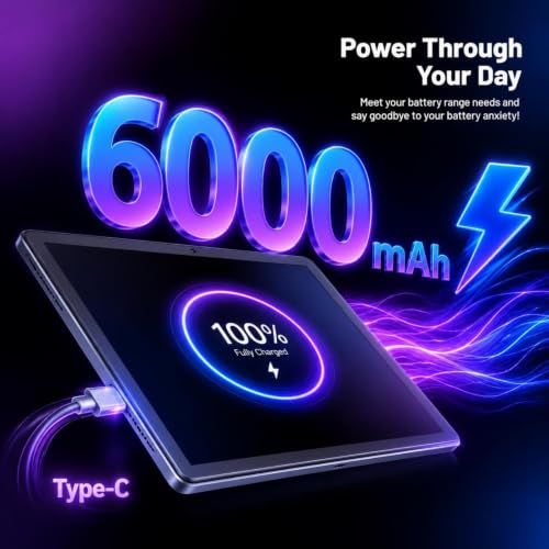 Image of Android 16 Tablet with Octa-Core, 34GB RAM 128GB ROM 1TB Expand, Tablet 10 inch 1280x800 IPS Touchscreen, 6000mAh Battery, WiFi 6 BT 5.4, Dual Cameras, Black
