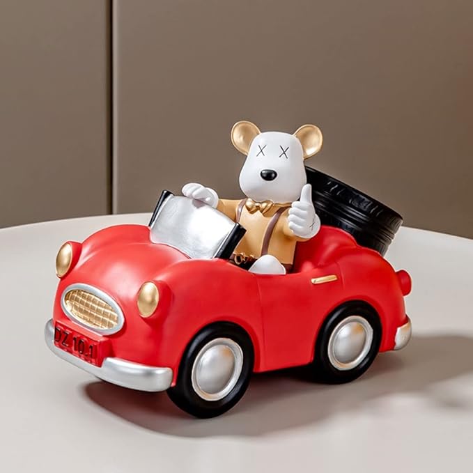 Soporte para botellas de vino con forma de oso conduciendo, resina rojo miniatura 2