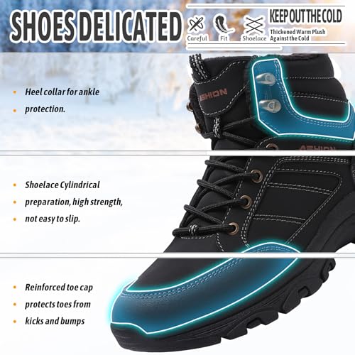 Men's Snow Boots Lightweight Waterproof Winter Boots Warm Fur Lined Shoes Casual Anti-slip Cold Weather Shoes2