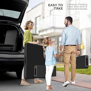 VINGLI Picnic Table Set with 2 Benches, 6 Feet Camping Table Chair Set, 3-Piece Folding Furniture for Indoor or Outdoor Use, Tree Patterned HDPE Tabletop, Black