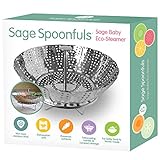 Sage Spoonfuls Baby Eco-Steamer Collapsible Steamer Basket For Baby Food - 1 Vegetable and Fruit Steamer Insert - Dishwasher Safe Stainless Steel
