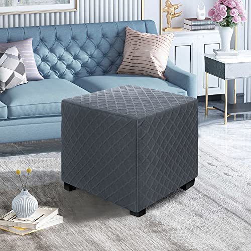 Dujuike Ottoman Covers Slipover Square Ottoman Cover Storage Ottoman Protector Cover For Footrest Foot Stool Furniture Stretch Rhombus Jacquard (Dark Grey, Small) #TOP2