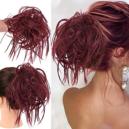 Hmd Tousled Updo Messy Bun Hairpiece Hair Extension Ponytail With Elastic Rubber Band Updo Ponytail Hairpiece Synthetic Hair Extensions Scrunchies Ponytail Hairpieces For Women #TOP5