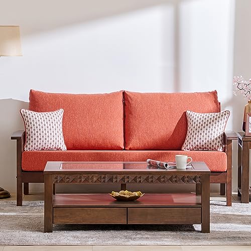 Image of Home Centre 2 Seater Abby Fabric Sofa| Fabric Sofa| (Rust Orange) |Two Year Warranty