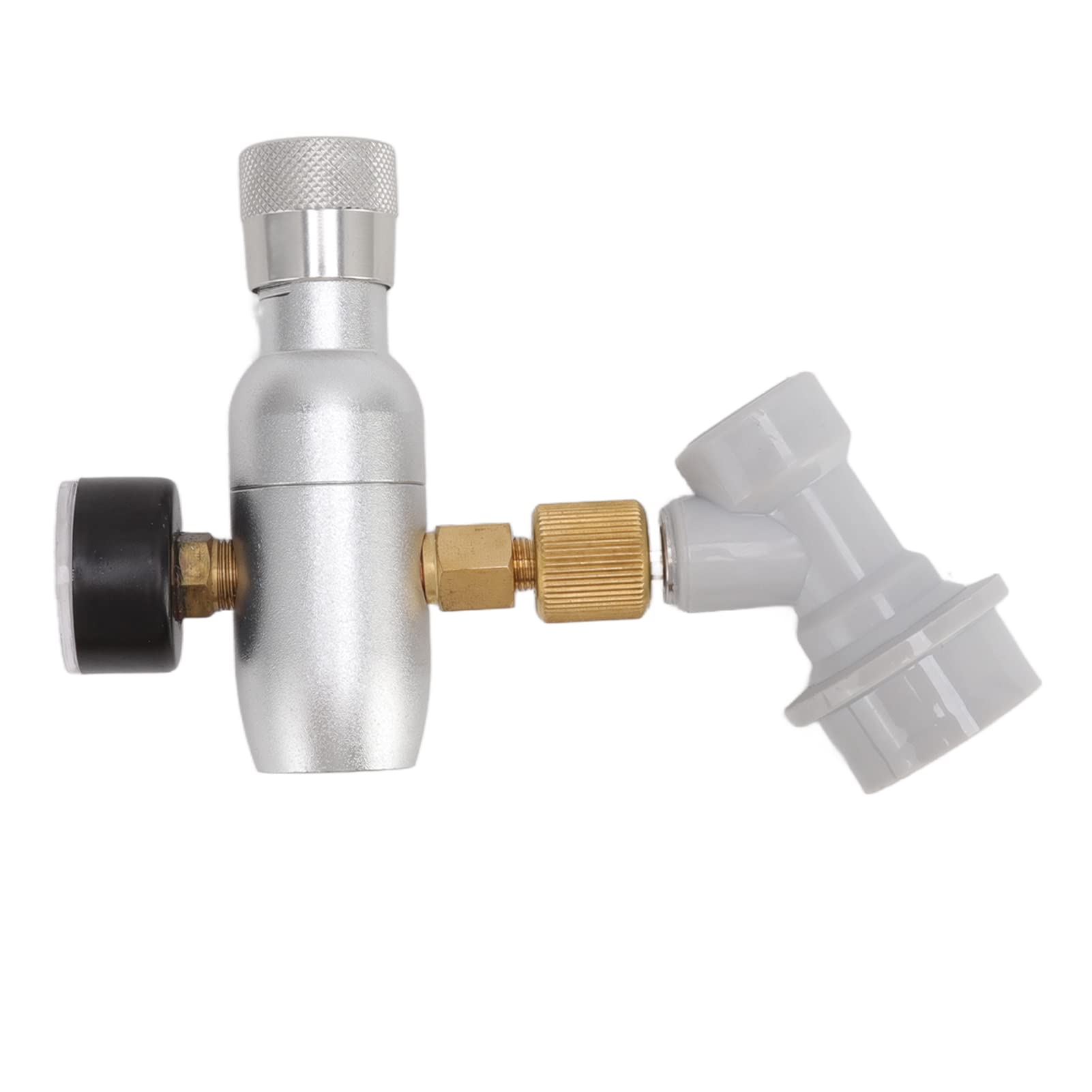 Beer Keg Charger CO2 Dispenser, High Accuracy Gas Lock Keg Regulator, Anodized Aluminum, Sealing Gasket Prevents Leakage, Pressure Adjustment Knob for