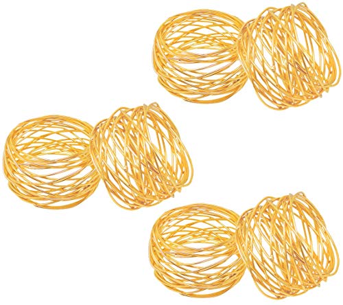 Itos365 Handmade Round Mesh Gold Napkin Rings Holder For Dinning Table Parties Everyday, Set Of 6 #TOP1