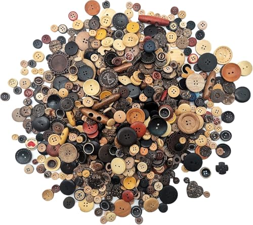 1600Pcs Wood Craft Buttons in Bulk Wooden Button for Crafts Assorted Size for DIY Crafting Sewing Decorations