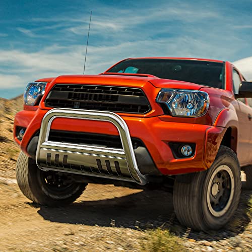 Autosaver88 Bull Bar Compatible For 05-15 Toyota Tacoma 3" Tube Brush Push Grille Guard Front Bumper (Silver) #TOP5