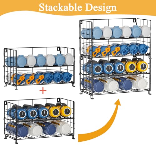 image for X-cosrack Adjustable Water Bottle Organizer,4-Tier Wall-Mounted Water 