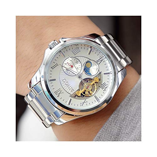 Preisvergleich Produktbild Qqzmd 1470 Sehen Sie männlich Tourbillon Mechanical Watch Steel Vollautomatische doppelseitige Hohle wasserdichte durch die Nacht Studenten Koreanisch 3259 (Color : C)