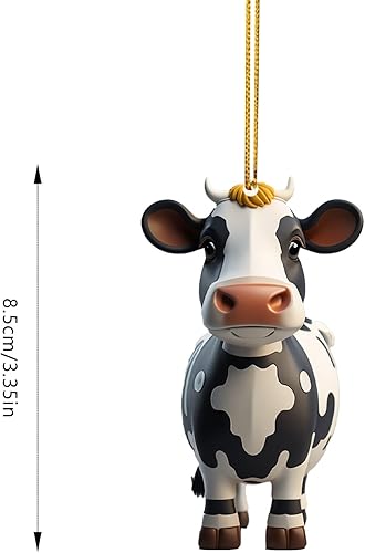Miniatura 3 de Colgante de coche de vaca de dibujos animados 2023, decoración del árbol del hogar, adorno de árbol de Navidad, adorno para colgar en la pared de la