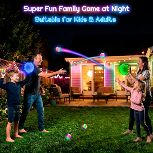 Elecdemic 3D LED Light Up Toss Catch Paddle Ball Game Set Glow Dark Toys - image 4