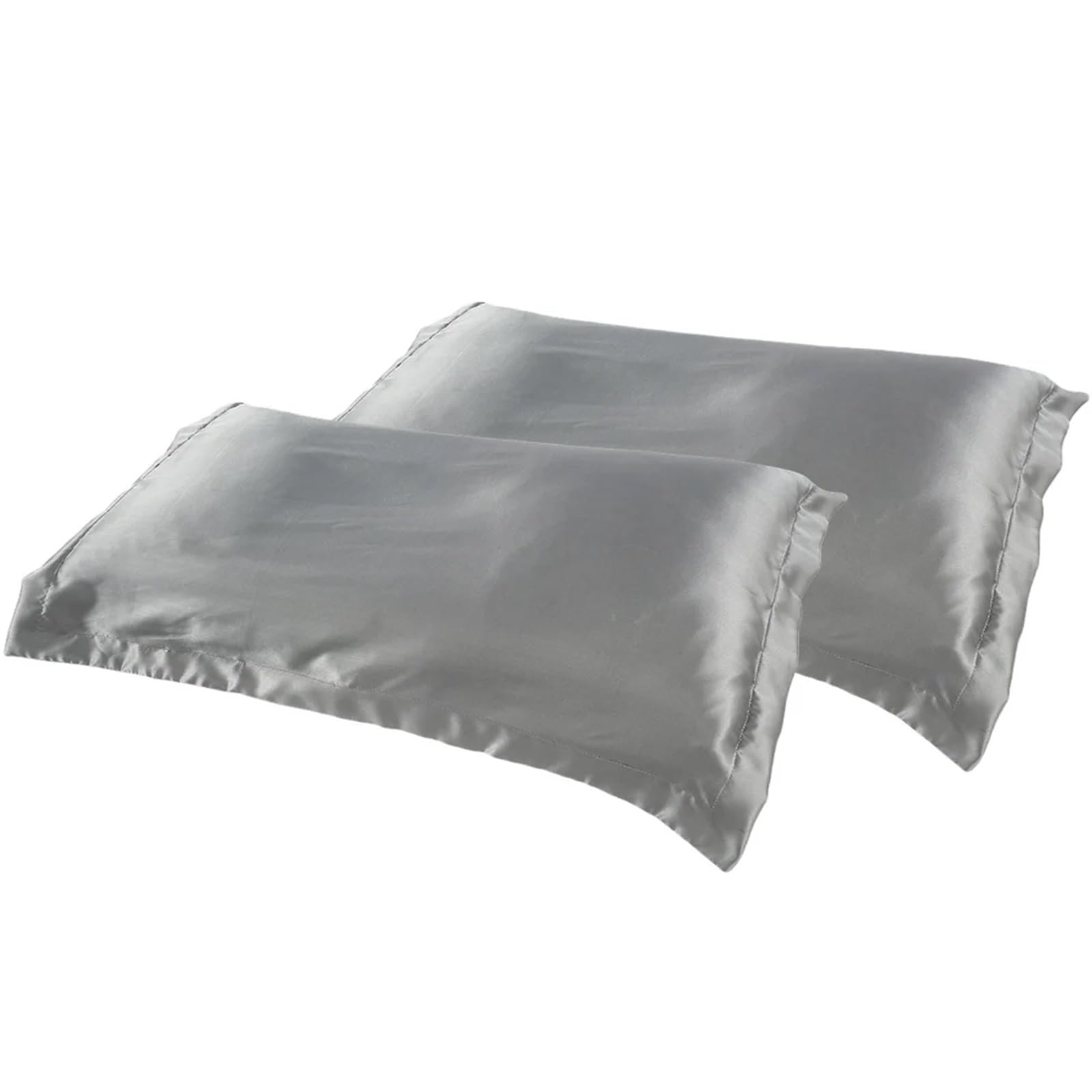 federe seta Federa Federe morbide e traspiranti in seta in raso di poliestere for capelli pelle(2PC Gray)
