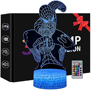 Superhero 3D Night Light, Spiderman Toys for Boys, Spider Man Night Light for Kids with 16 Colors Changing, Decor Lamp with Remote Control, Christmas Birthday Gift for Men Boys Girls(Spider Man)