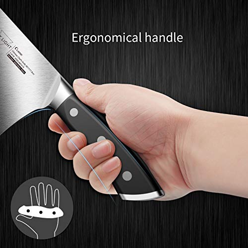 SKY LIGHT Cleaver Knife, 7 Inch Butchers Knife German High Carbon Stainless Steel Kitchen Meat Chopper Razor Shape Chef’s Knives with Ergonomic Handle