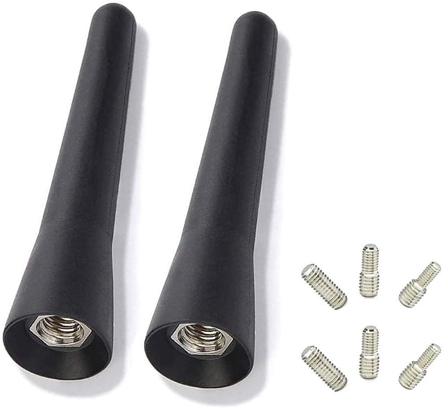 2 Sets Universal Car Aerial 2.5 Inch Small Short Car Aerial Car Radio Accessories FM/AM Inputs M4/M6 M5/M6 M6 Screw