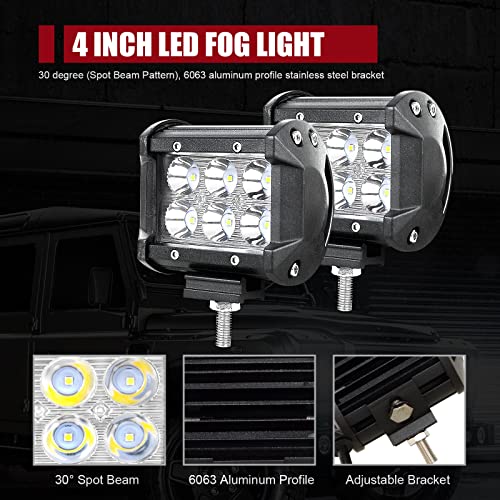 SKYWORLD 51CM 126W Led Lichtbalk met 12V Bedrading + 2st 10CM 18W Schijnwerper Werklicht Offroad Lichten Mistlamp… - Afbeelding 7