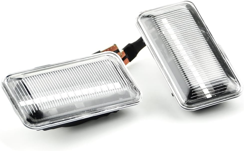 1 pair Front Fender Marker Lights Dynamic Side Marker Turn Light Compatible with Go-lf 3, VW Go-lf, Je-tta, Pa-ssat, Ven-to, S-eat-Crystal White
