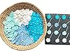 Set of 50 Tiny. Pretty Flowers Embellishment with Thread stem multicolored1 Tone Blue Size 0.31" Mulberry Paper Flowers Craft Supplies Scrap Booking Embellishments for so Many Card Craft Projects #1