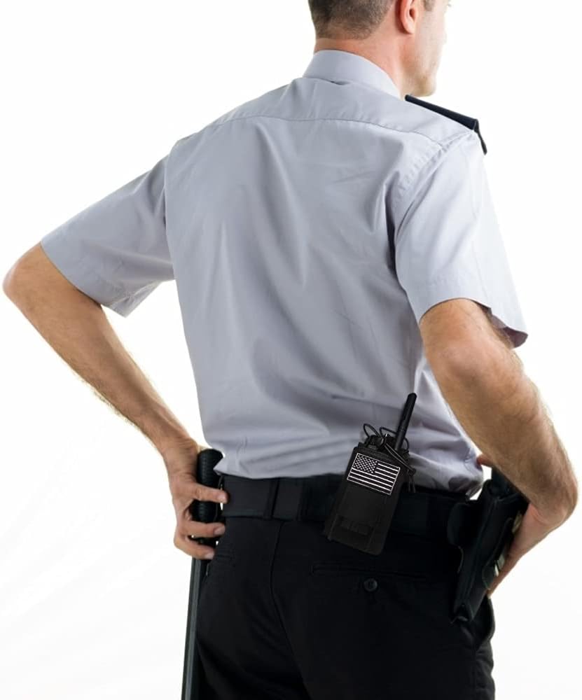 Tactical Radio Holder Molle Radio Pouch Case Heavy Duty Radios Holster Bag for Two Ways Walkie Talkies Adjustable Storage with 1 Pack Patch(Black) : Electronics