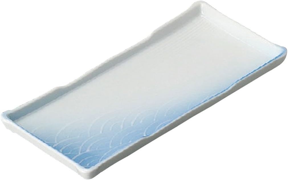 山下工芸(Yamashita kogei) Yamasita Craft 11153160 Dish with White Waves, 3.5 x 8.1 x 0.8 inches (9 x 20.5 x 2 cm)