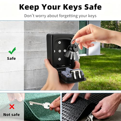 Image of Key Locker Box Outdoor, Wall Mounted Key Safe Locker for Home, Mechanical Combination Lock Box, Secure Lock Box for House Keys, Waterproof Key Storage Box for Home, Office and Rental Property
