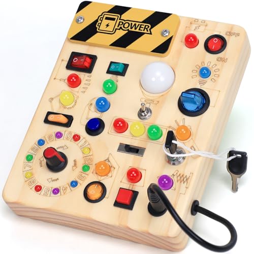 Busy Board with LED Light Switches, Montessori...