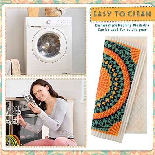 6 Pcs Swedish Kitchen Dish Towels Kitchen Dish Cloth Absorbent Quick Drying Kitchen Cloths Reusable Dishcloth Small Cleaning Cloth Rag For Kitchen Counter (Rustic Patterns) #TOP2