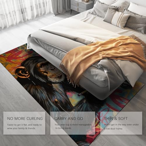 Tapis 200x300cm graffiti singe multicolore pour salon moderne - 5