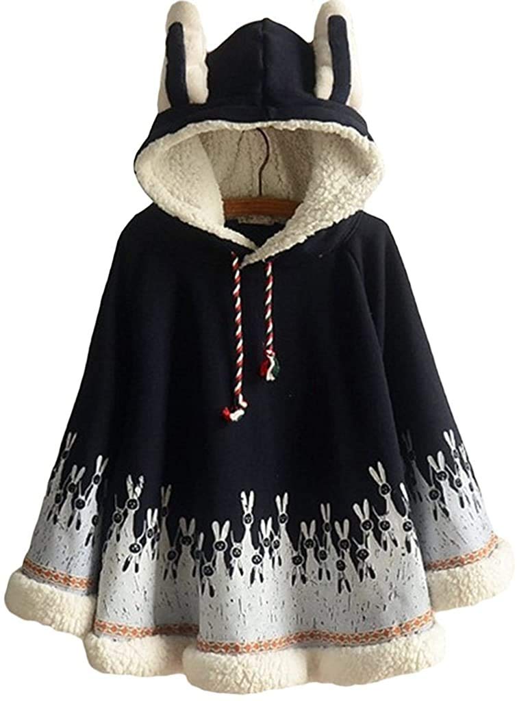 Kinder Mädchen Mischung Sweatshirt mit Kapuze Hase Ear Capes Poncho Kinder Frühling Herbst Damen Winter Pullover Jacke Outwear